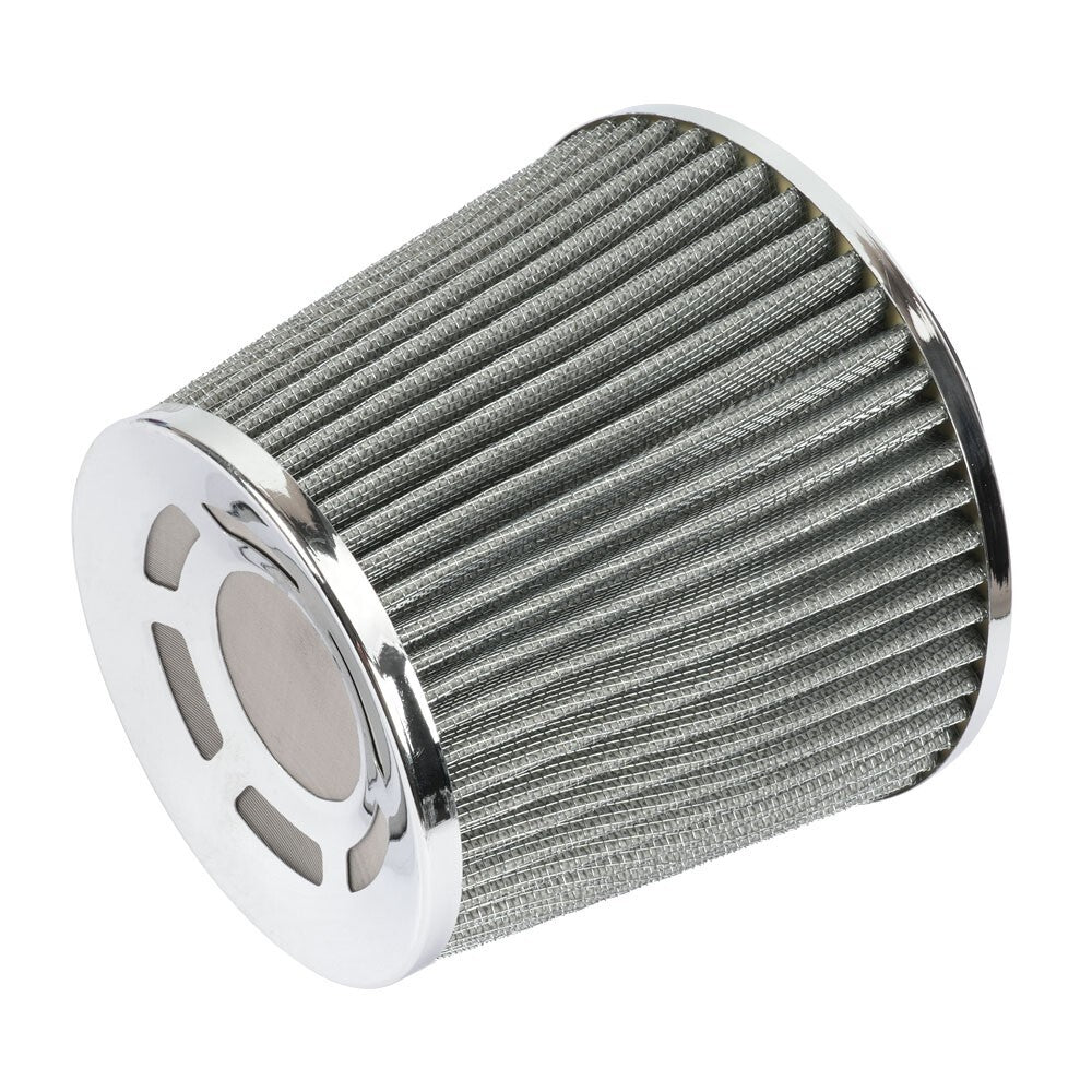 3 76mm High Flow Inlet Cold Air Intake Cone Replacement Dry Air Filter Silver Q