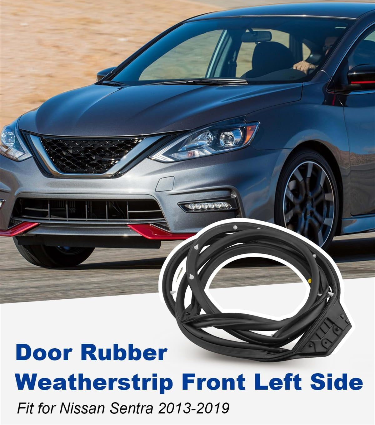 Front Left Driver Door Weather Strip Seal Rubber Fit for Nissan Sentra 2013-2019