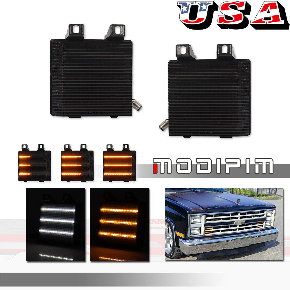 2 Pieces Smoke Lens Dynamic Amber and White DRL Signal Lights for for GMC Pickup Trucks - v