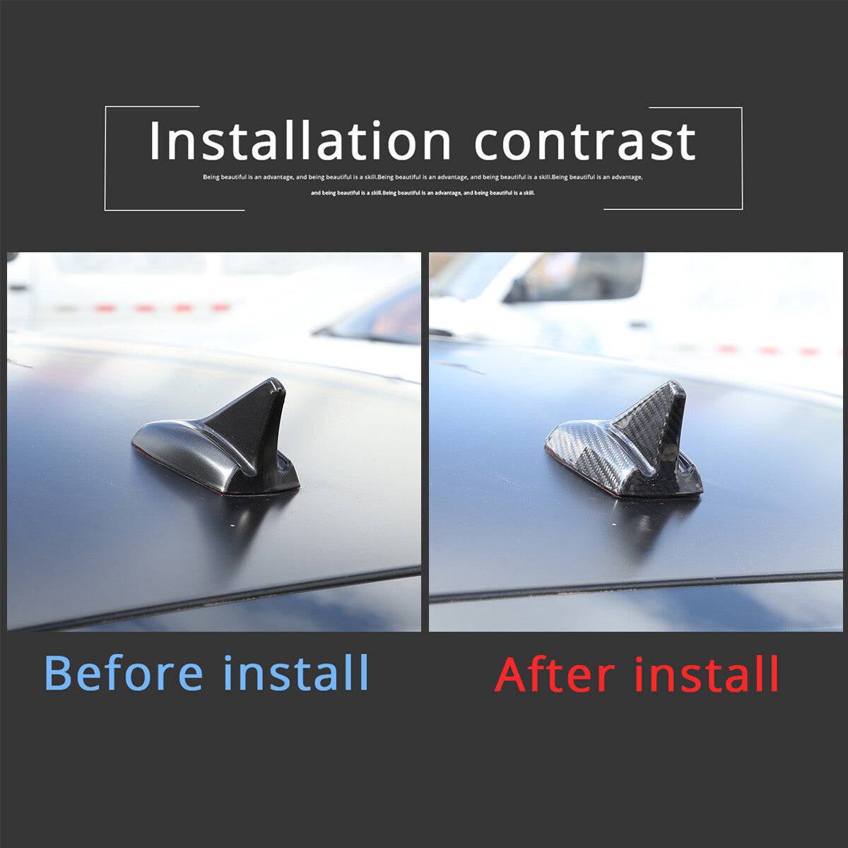 True carbon fiber roof antenna shark fin decorative cover for Maserati Ghibli 2014-21