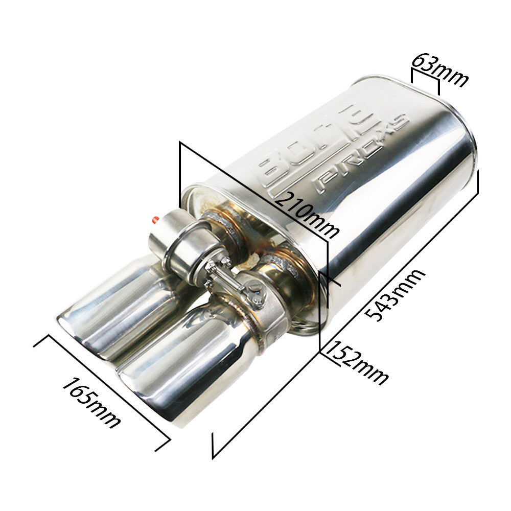 2.5 ID 3 OD Adjust The Sound Muffler W/ Exhaust Valve 8.56 Inch Dual Outlet