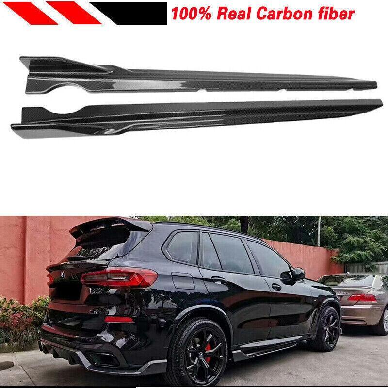 Carbon fiber is used in the for BMW X5 G05 M-Sport 2019 - 2024 side skirts, extended lip, and body.
