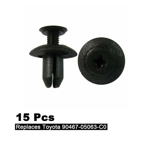 15xFront Bumper Push-Type Clip Fastener Retainer Rivet Fit for Toyota 90467-05063-C0