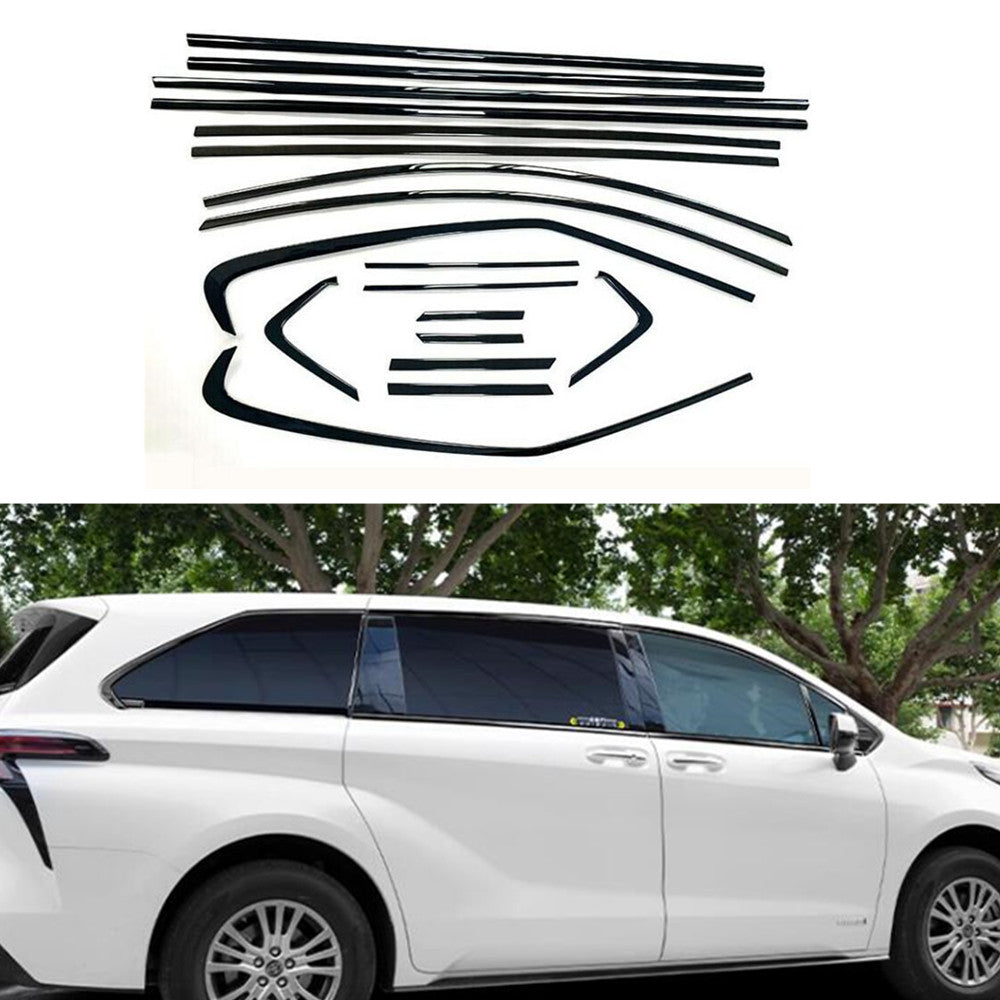 2021-2024 for Sienna Black Titanium Window Frame cover Trim Molding 18P B n