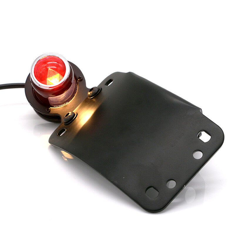 Motorcycle LED Coffee Racing Car Metal Brake License Plate Taillight Red Indicator × 1- n