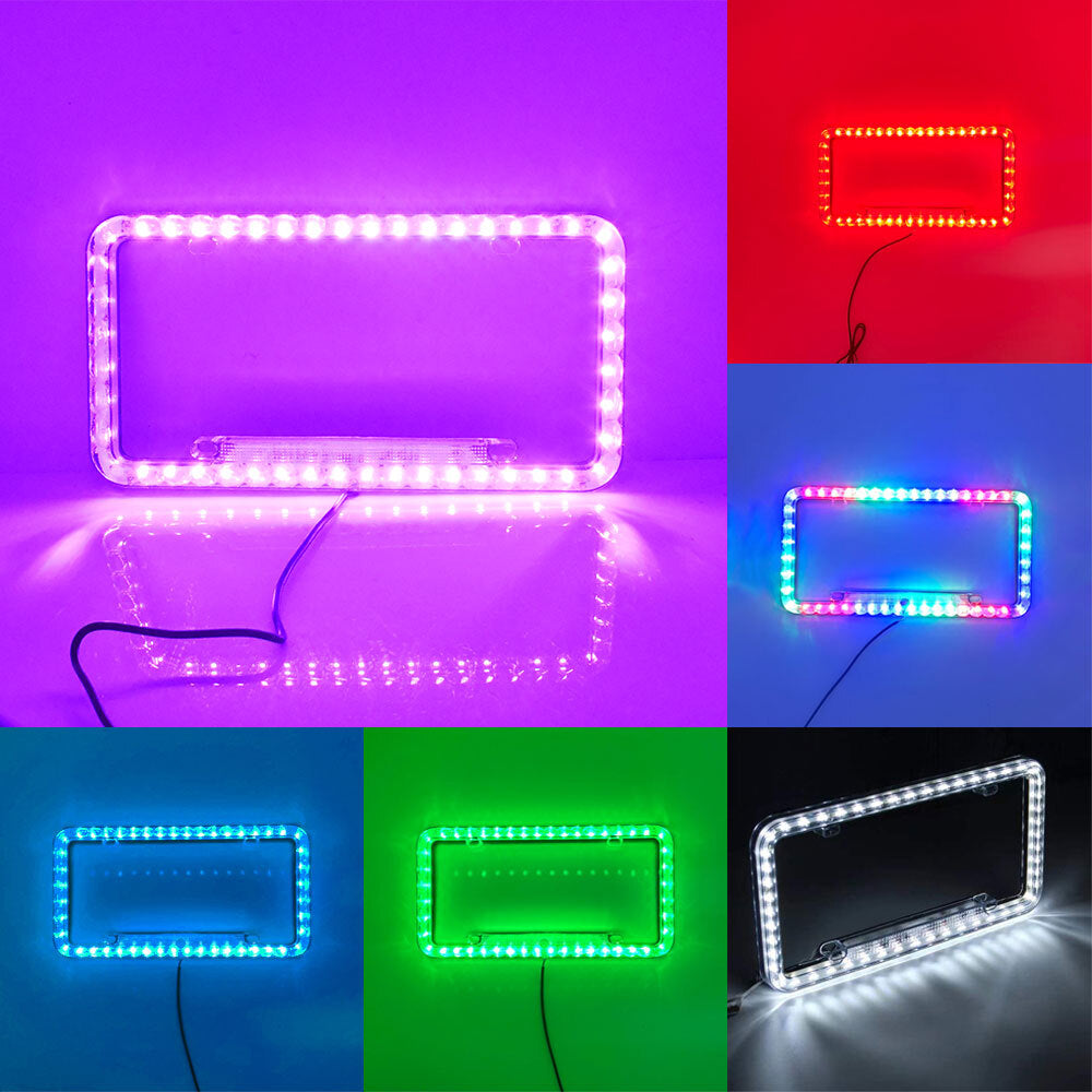 Universal suitable for purple LED neon license plate holders, front frame bracket 12V- n