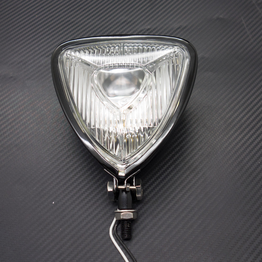 New Motorcycle Black Triangle Headlight Lamp Flat Back for Harley for Honda for Suzuki Q