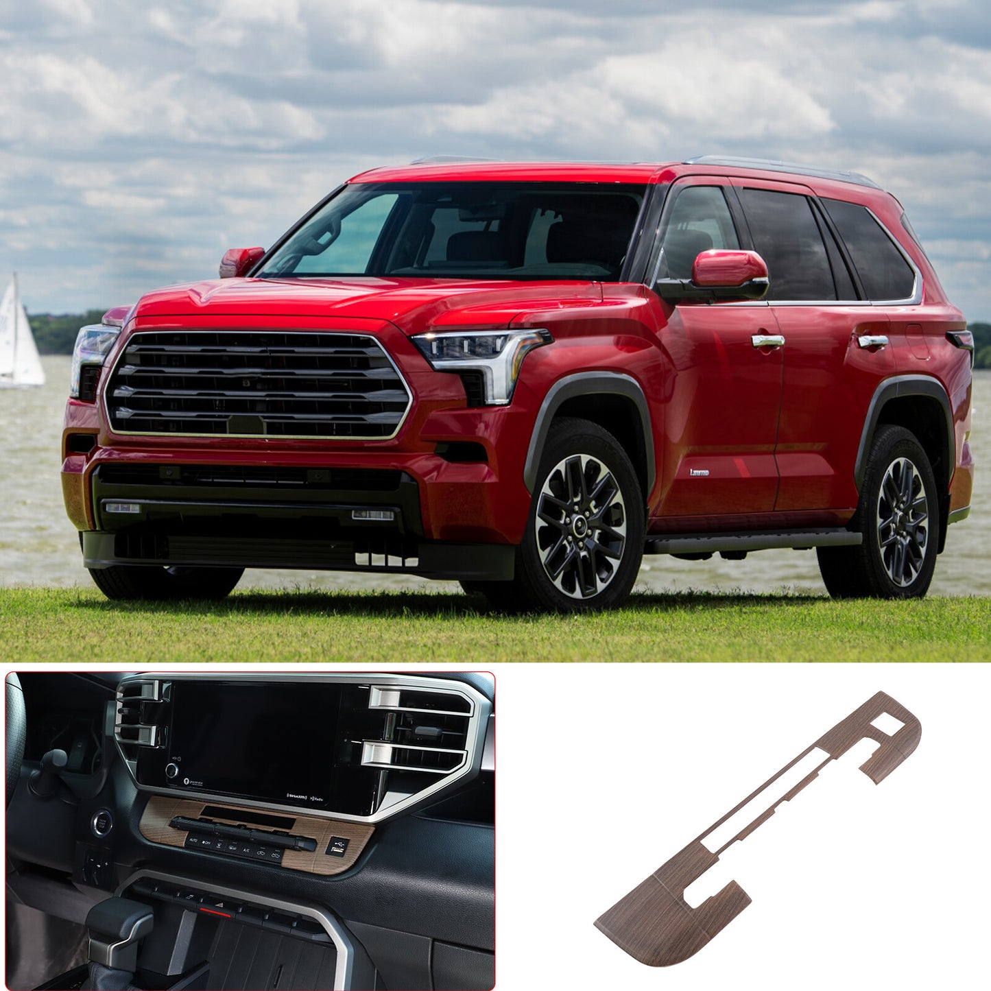 ABS Carbon Fiber Center Gear Shift Panel Cover Trim for Tacoma 2016 - 2020- v