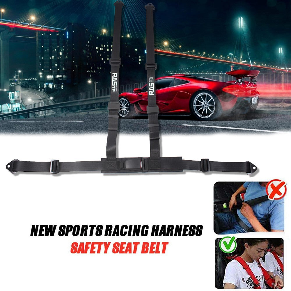 New Black 2 4Point Harness Quick Release Safety Universal Go-Kart for Seat Belt
