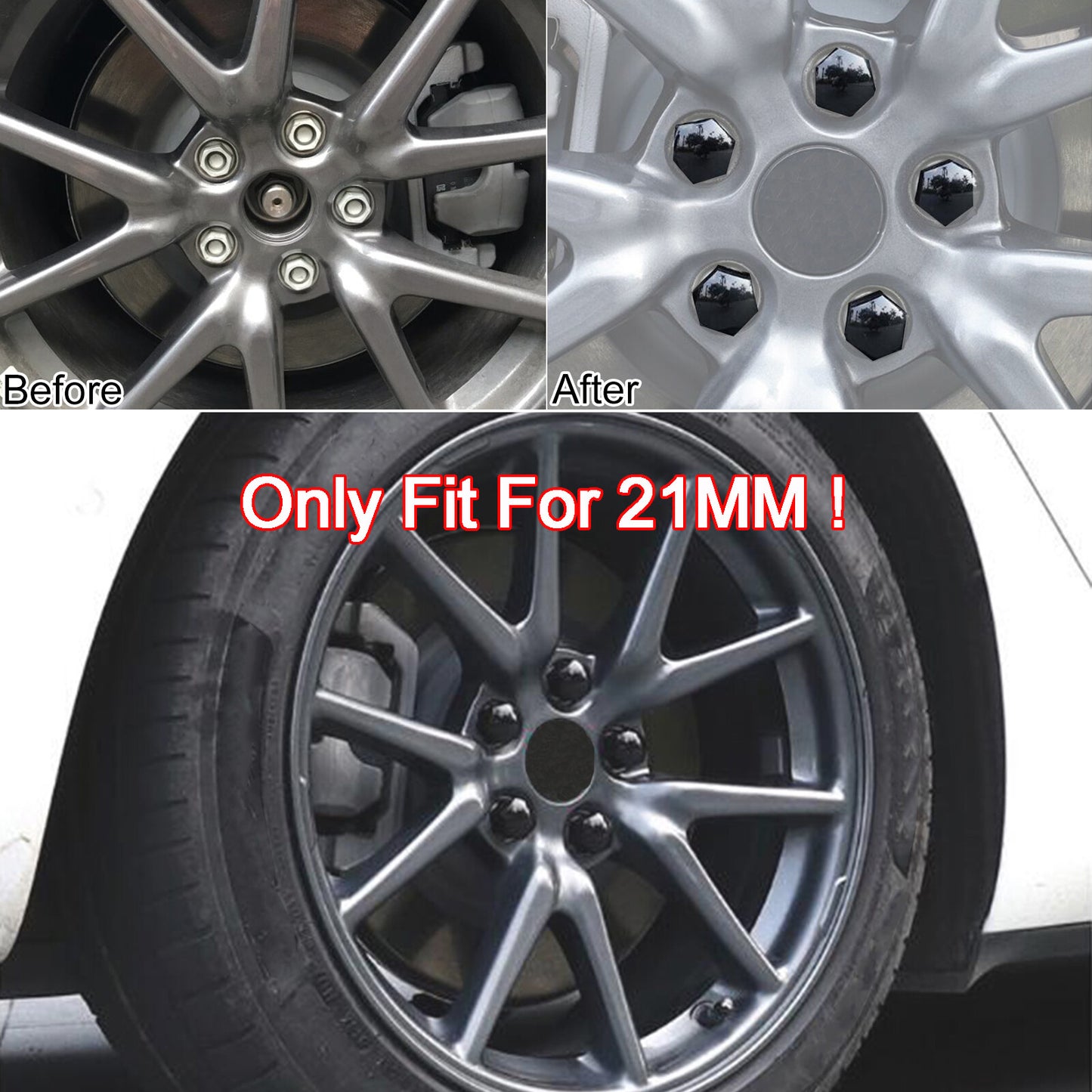 20 x wheel screws wheel nuts bolt screw cover caps cover 21 mm car Q