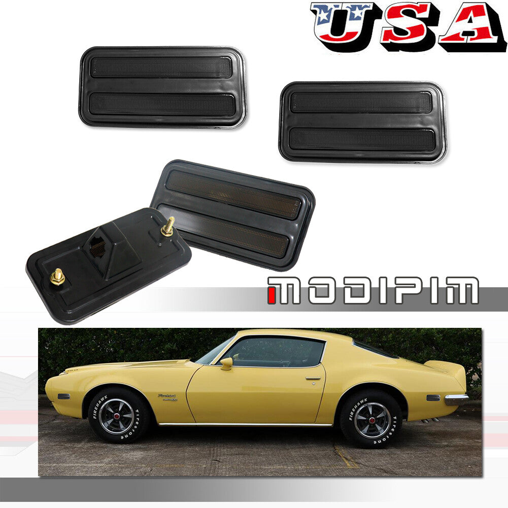 4-Pack Smoked Front and Rear Side Marker Light Covers for 70-81 for Pontiac Firebird/Trans- v