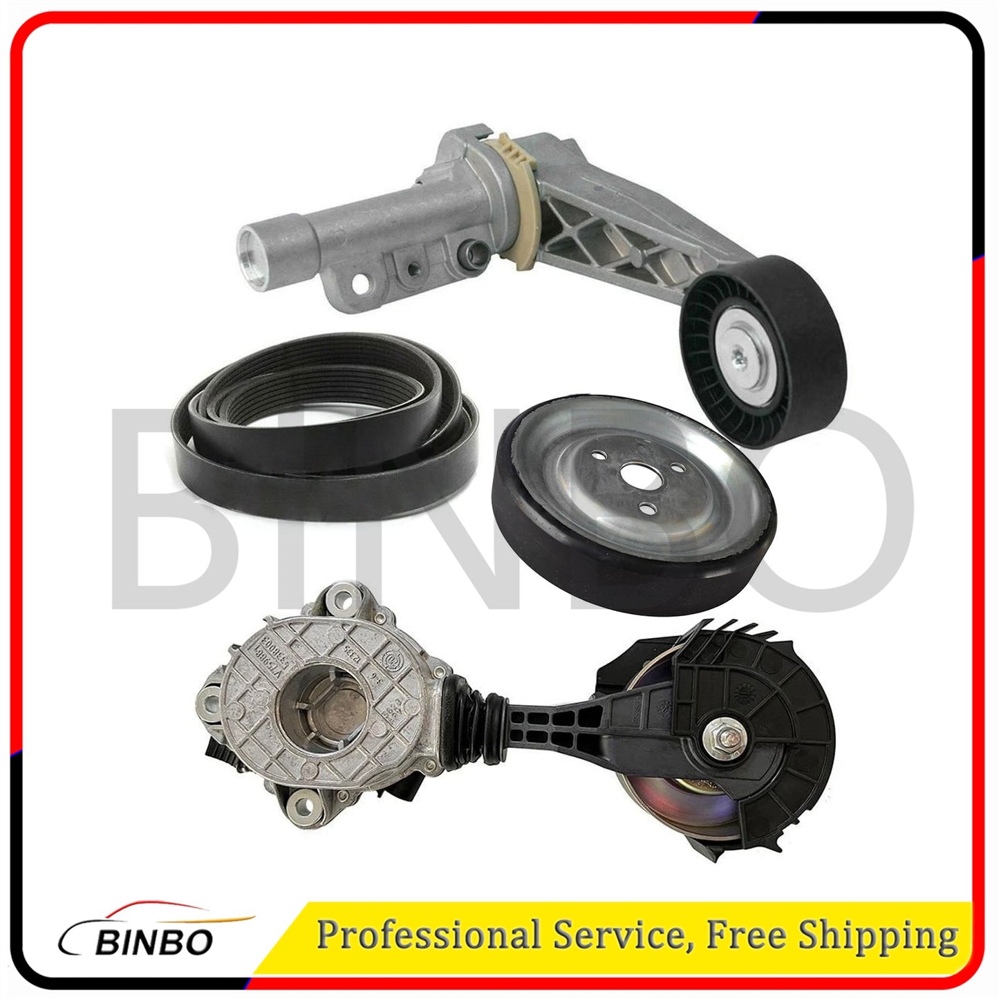 4pcs Drive Belt Kit with Tensioner Assembly+Friction Pulley for Mini 1.6L Cooper Q