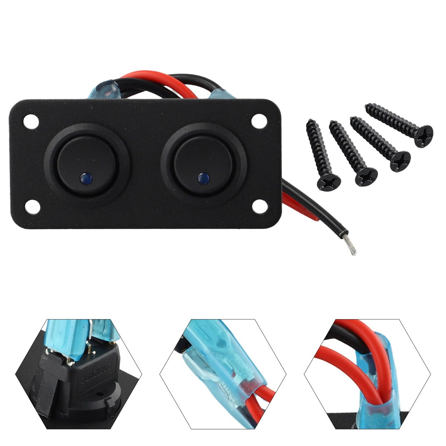 Switch Panel Rocker 1pcs 2 Gang 72*40mm Parts Replacement v