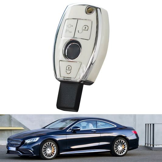 TPU key case Fob protective cover holder, white and silver, suitable for Mercedes-Benz accessories. Q