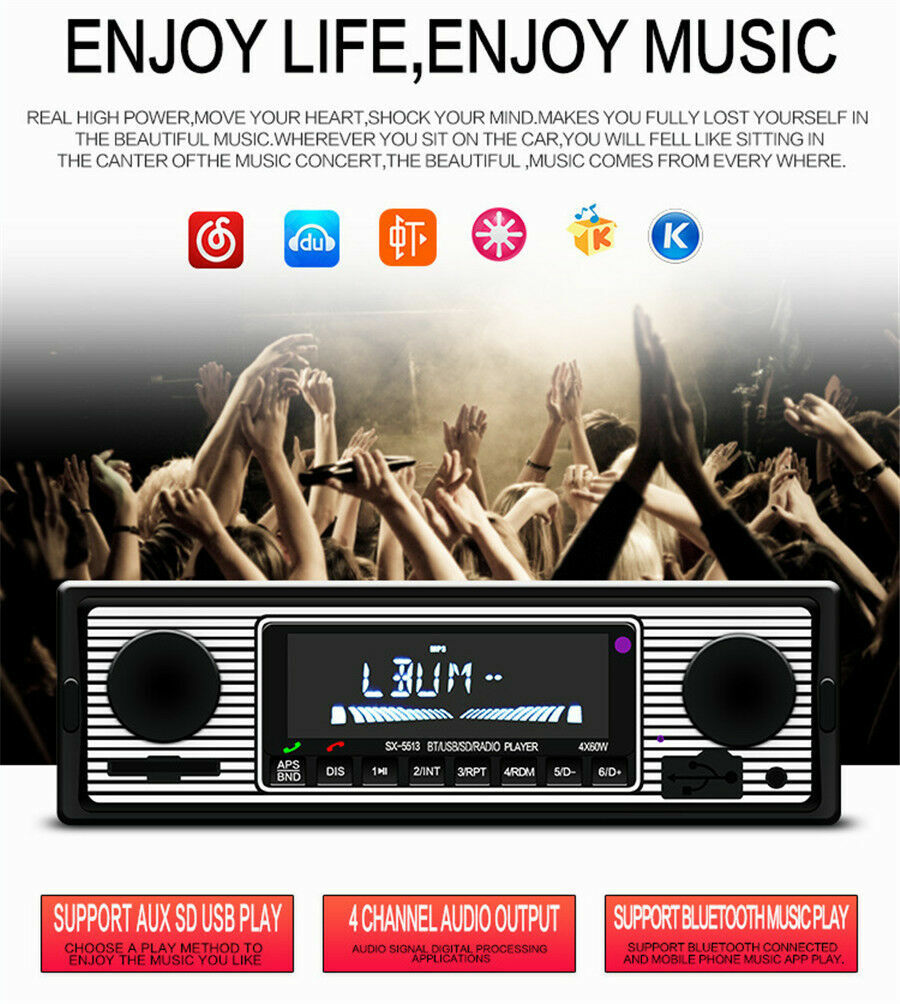 Bluetooth 4-CH Output Car In-dash MP3 Stereo Radio Player FM USB/SD/AUX Remote