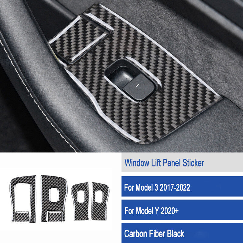 For Model 3 / Y 2017 - 23 Window Power Switch Button Trim - Forged Carbon Fiber n