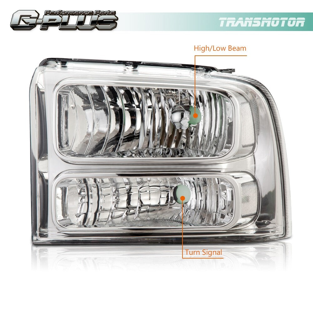 Clear Corner Clear/for CHRome Headlights Fits 2005 - 2007 for F250 F350 Super Duty- v