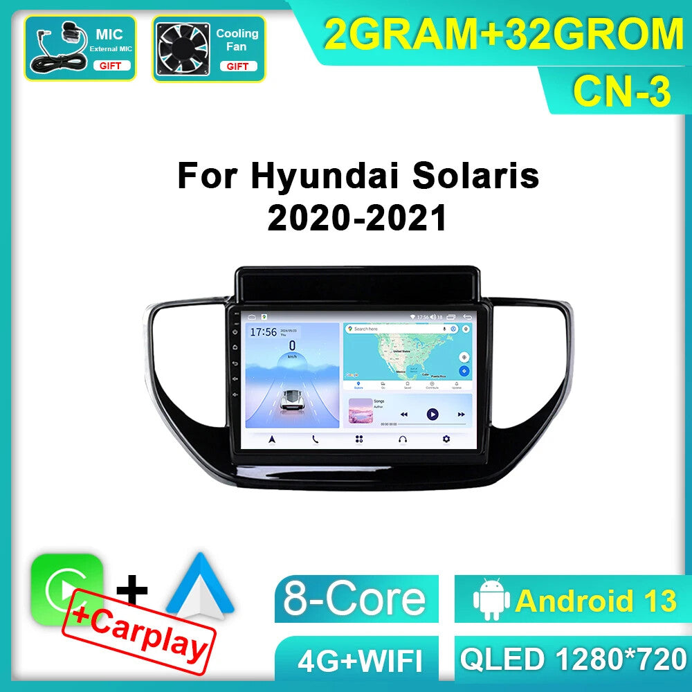 for Hyundai Solaris 2 II 2020-2021 Stereo CarPlay Car Radio Player Screen GPS