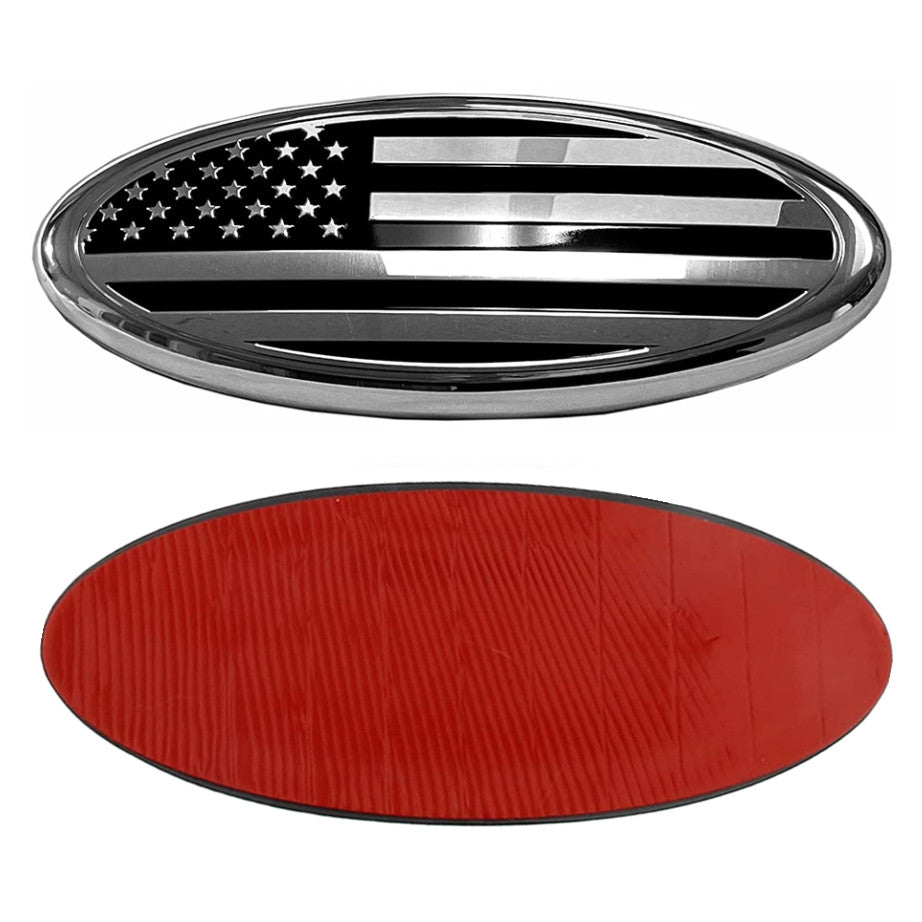 7inch  for ford  F150 F250 Edge Silver FRONT GRILL Tailgate US Flag Oval Emblem Badge
