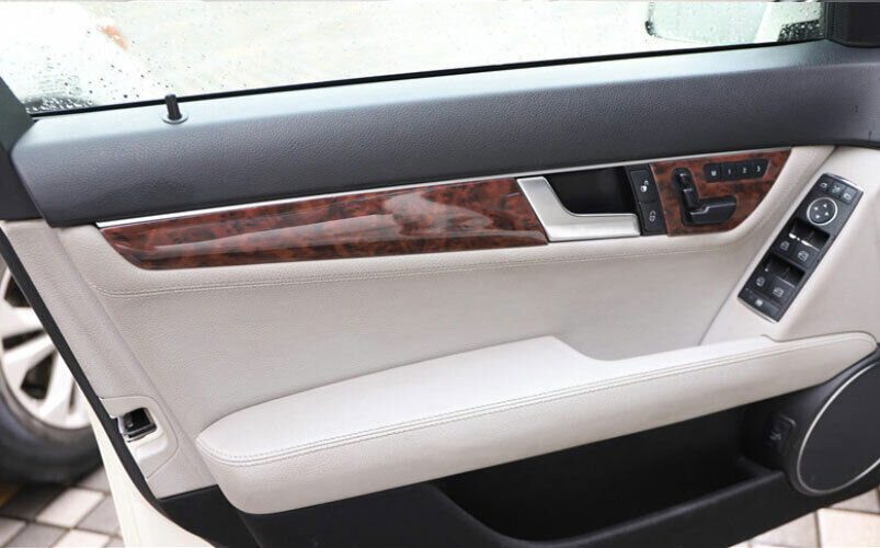 For C-Class 2009-2014 Agate Wood Grain Inner Door Panel Cover Trim n