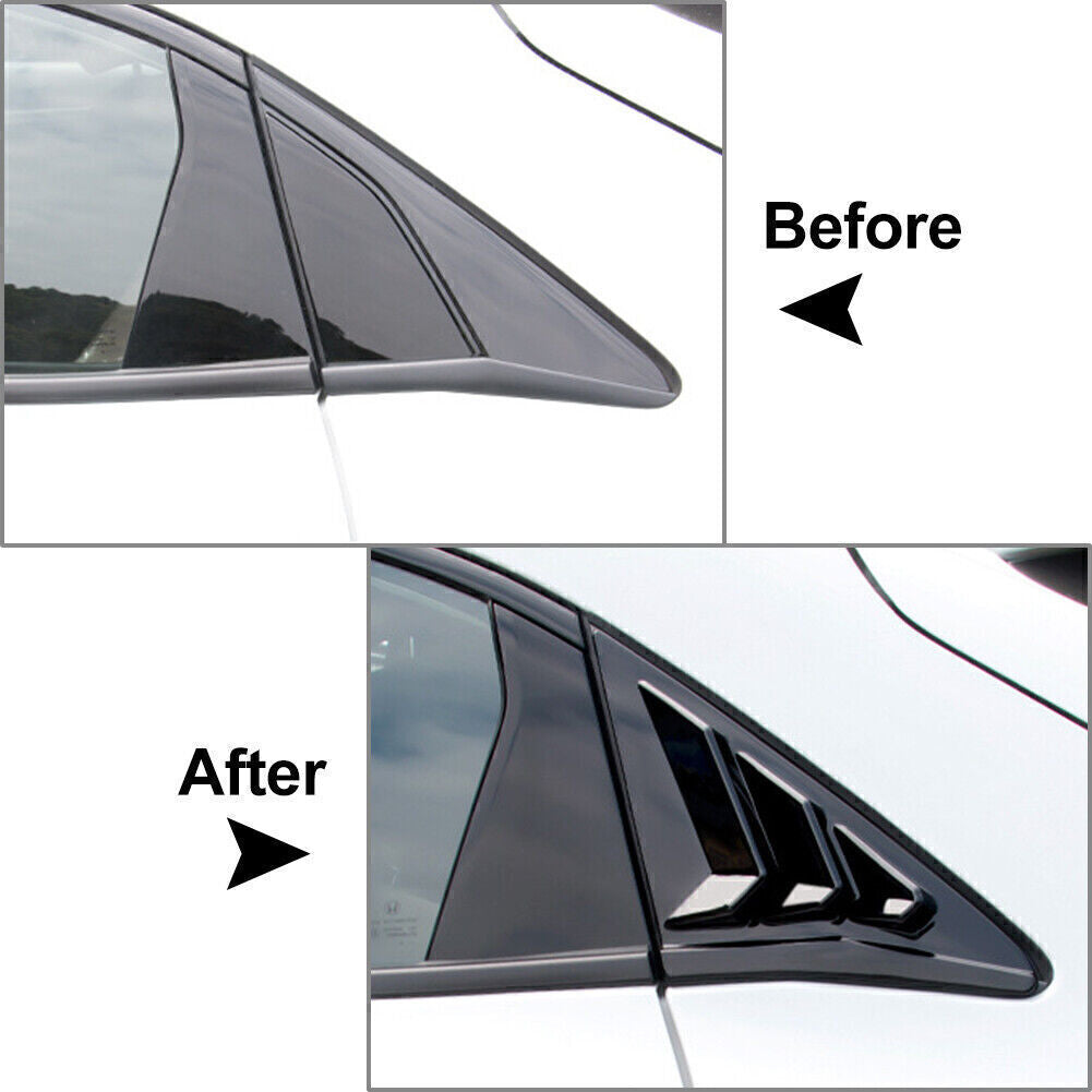 Rear Side Vent Window Louver Cover for Honda for Civic Hatchback 16-21 Glossy Black