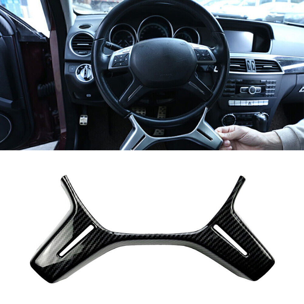 Carbon fiber Look Steering Wheel Moulding Cover Fit for Benz C E GLK M Class W204 Q