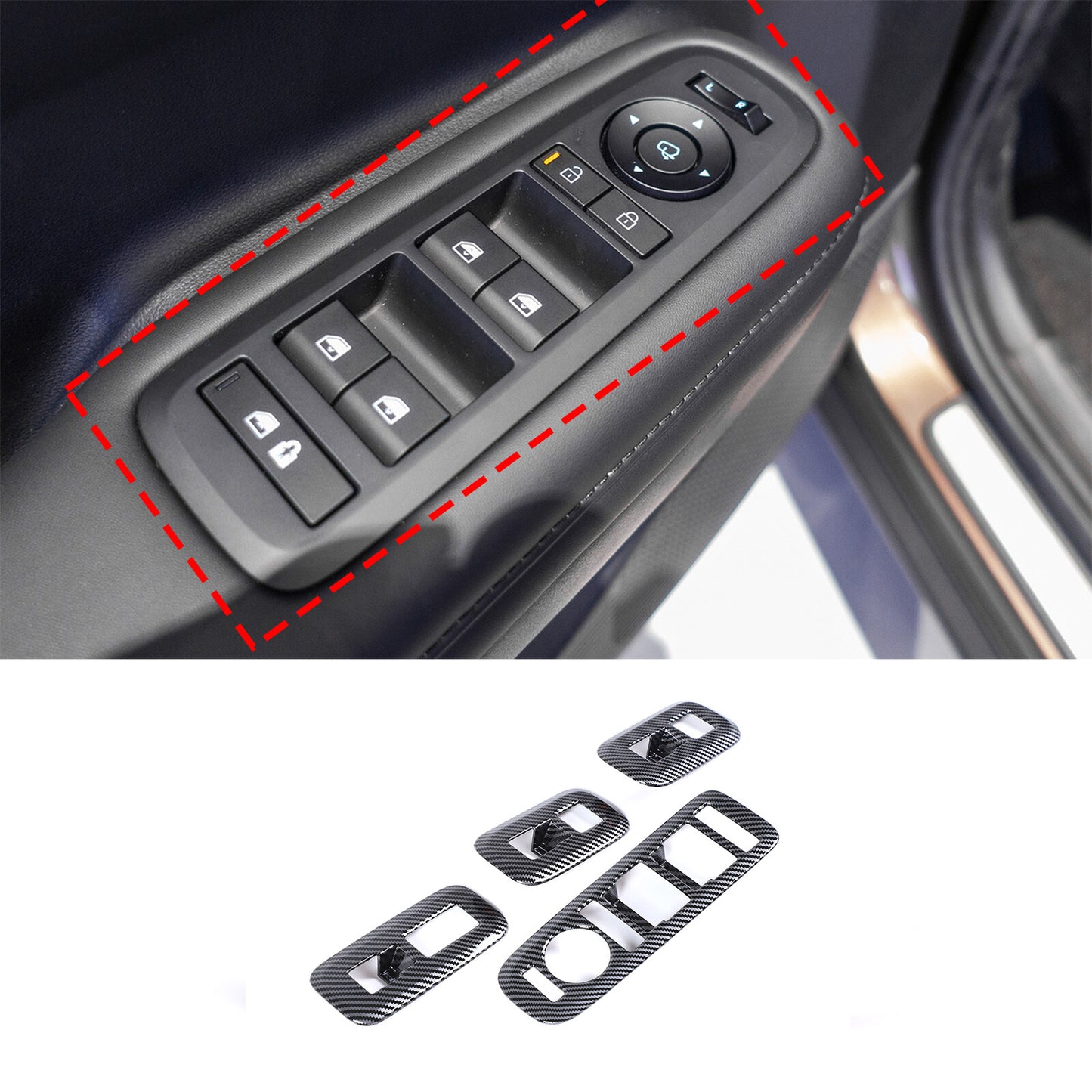 Carbon fiber exterior window lift switch panel cover trim suitable for Hyundai Santa Fe 2024/2025 n