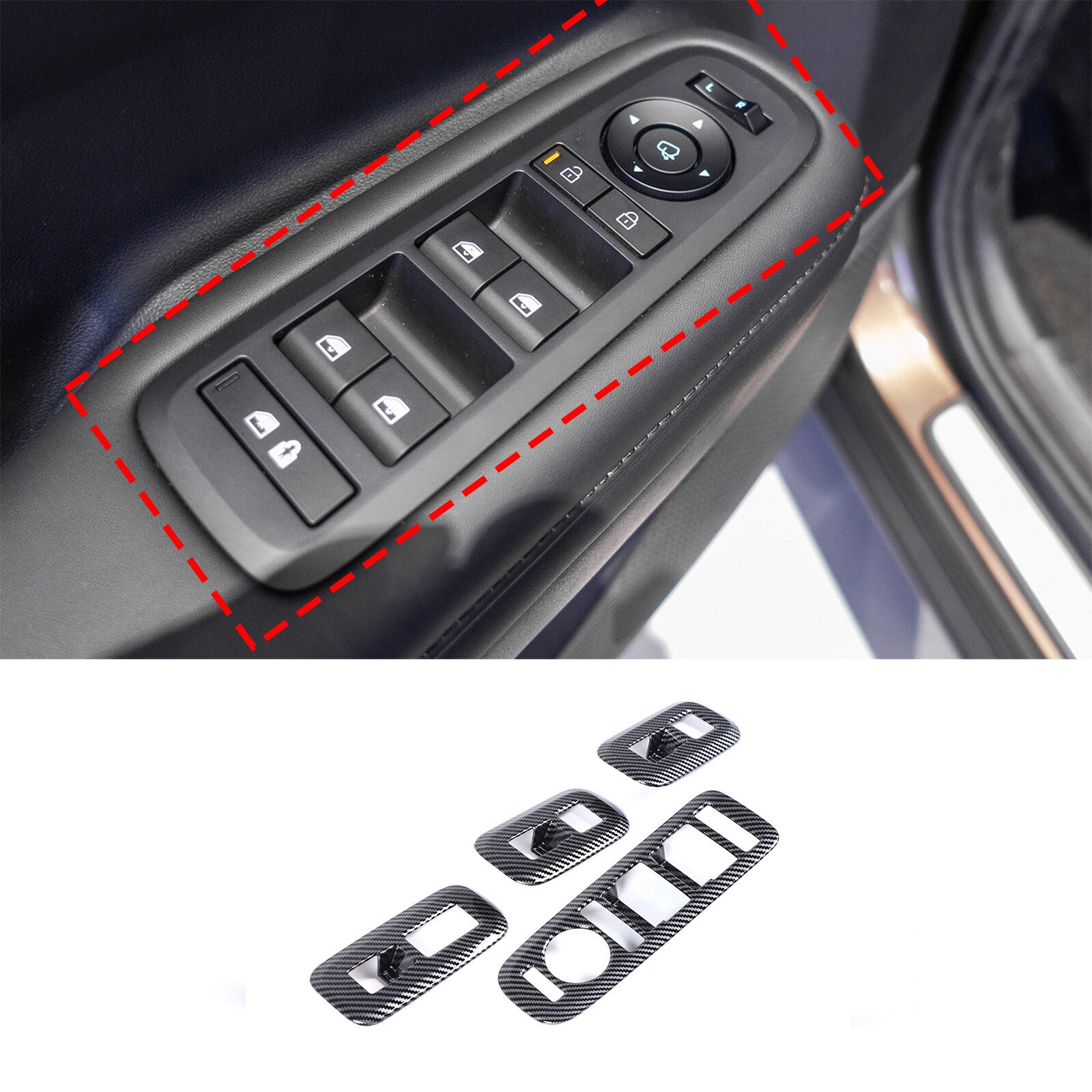 Carbon fiber exterior window lift switch panel cover trim suitable for Hyundai Santa Fe 2024/2025 n