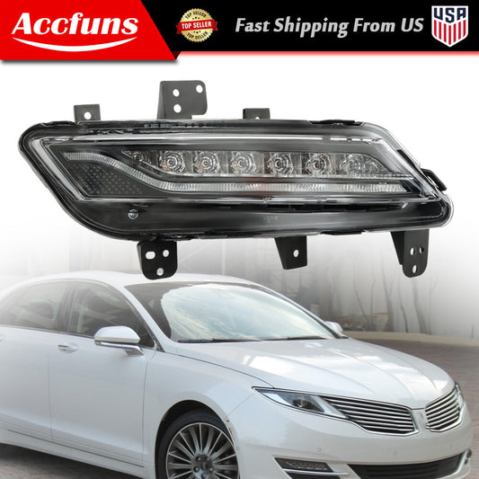 One-piece right-hand fog light assembly LED suitable for 2013-2016 for Lincoln MKZ with clear lens and black finish. n