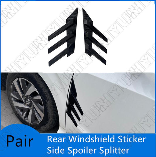 1 Pair Car Rear Windshield Decoration Stickers Side Spoiler Splitter Trim Black