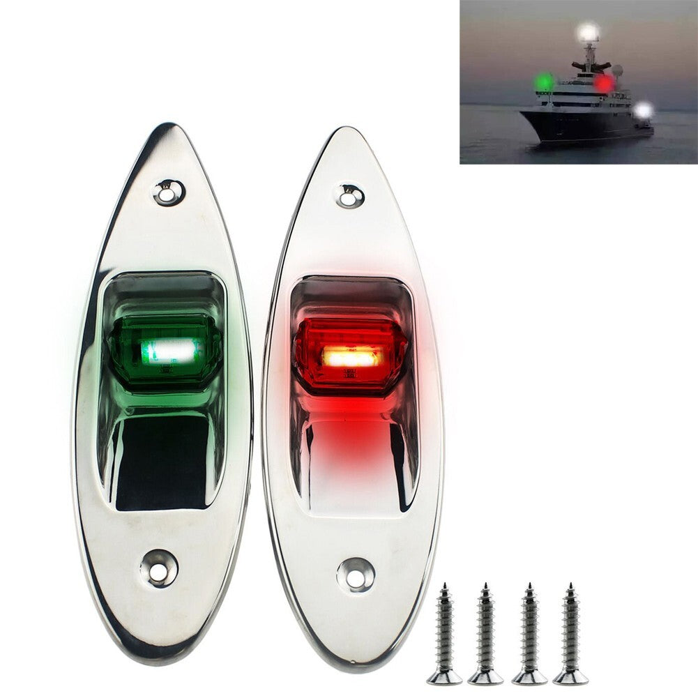 2x Red+Green Marine Boat Navigation LED Side Tear Drop Lights Vertical Mount 12V v