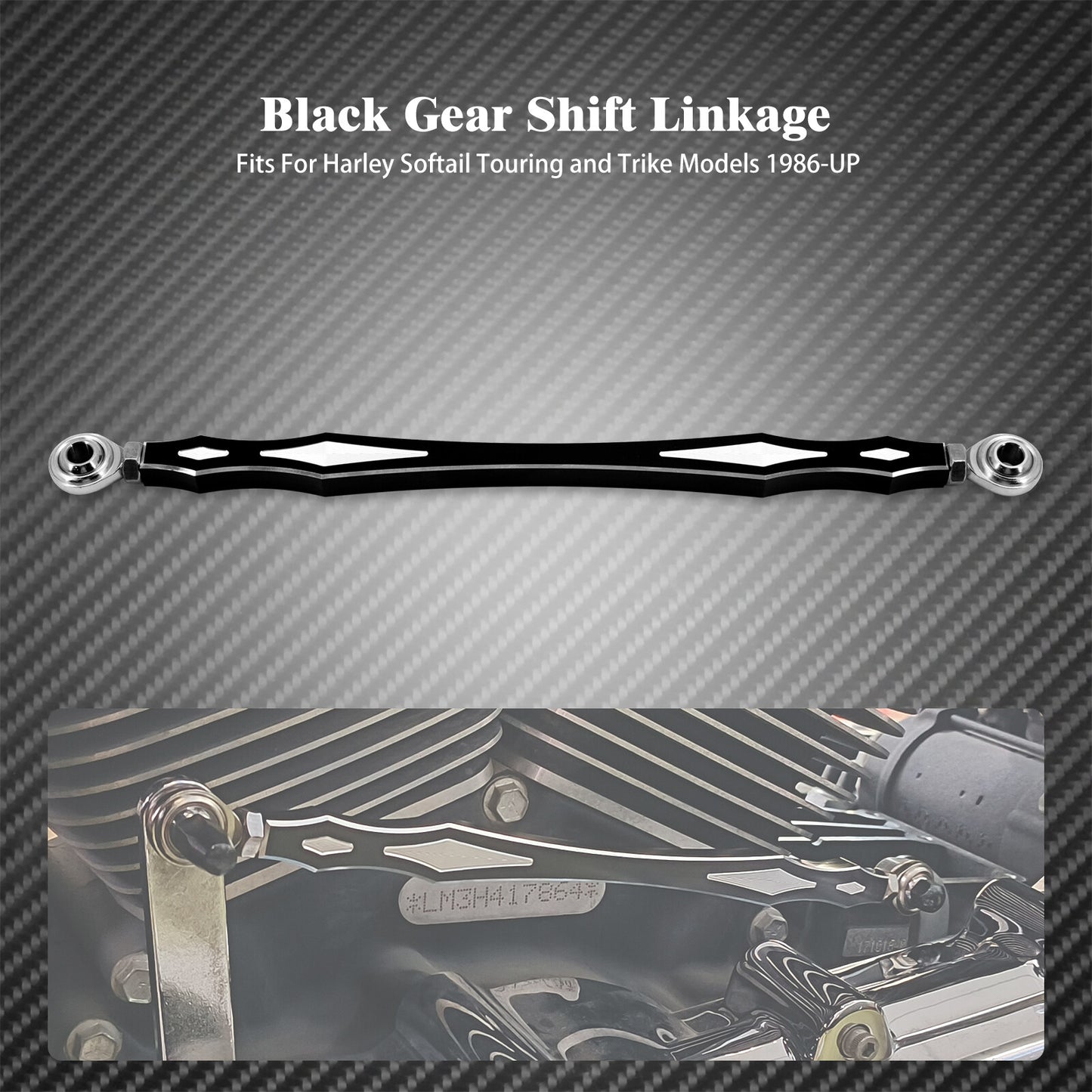 Black Gear CNC Aluminum Shift Linkage Lever Fit for Harley Touring Softail CVO Q