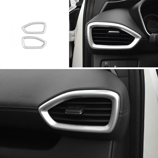 for Hyundai Santa Fe 2019-2022 Silver Console LR AC Air Outlet Vent Cover Trim