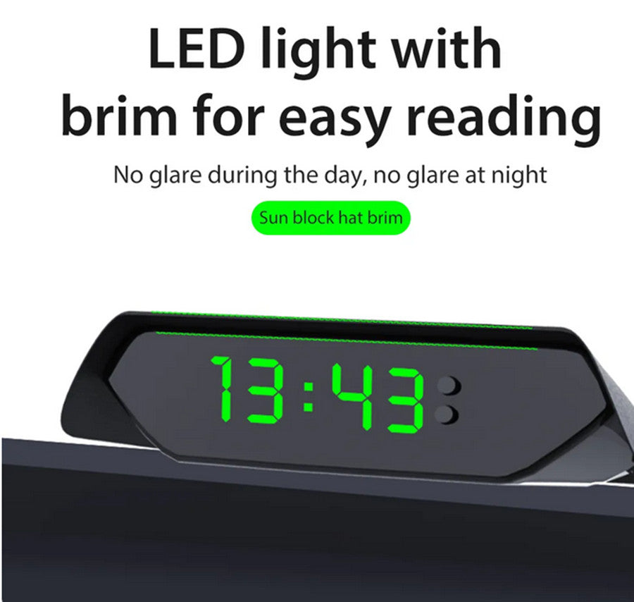LCD Display Car Dashboard Digital Time Thermometer Clock Solar/USB Charging Hot n