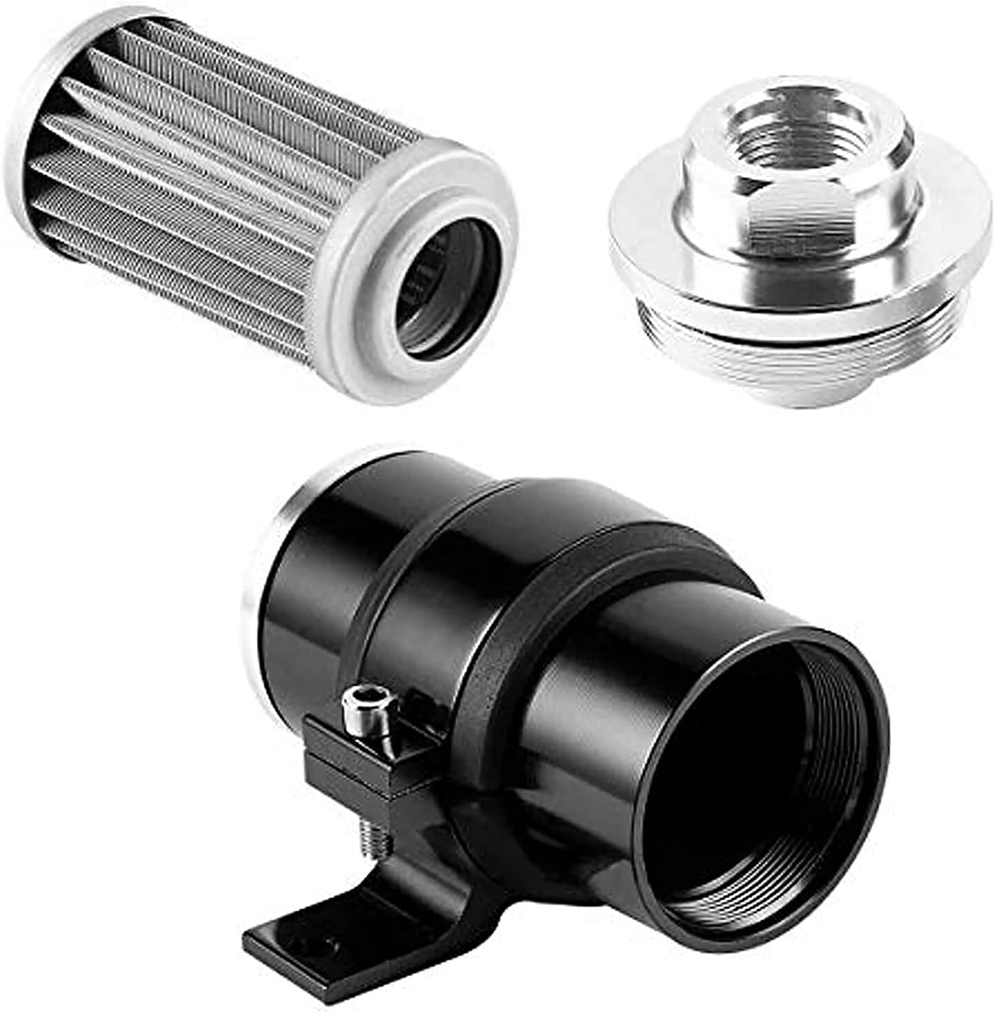 Universal direct-flow fuel filter, high flow, 100 microns, cleanable, 6AN/8AN/10AN adapter.