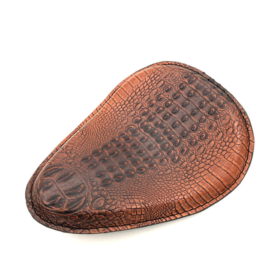 Brown Crocodile Leather SOLO Driver for Seat SpringBracket for Harley Bobber Custom Q