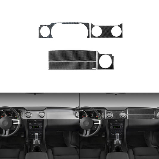 5Pcs Carbon Fiber Console Panel Decorative Cover Trim for Ford for Mustang 2005-2009