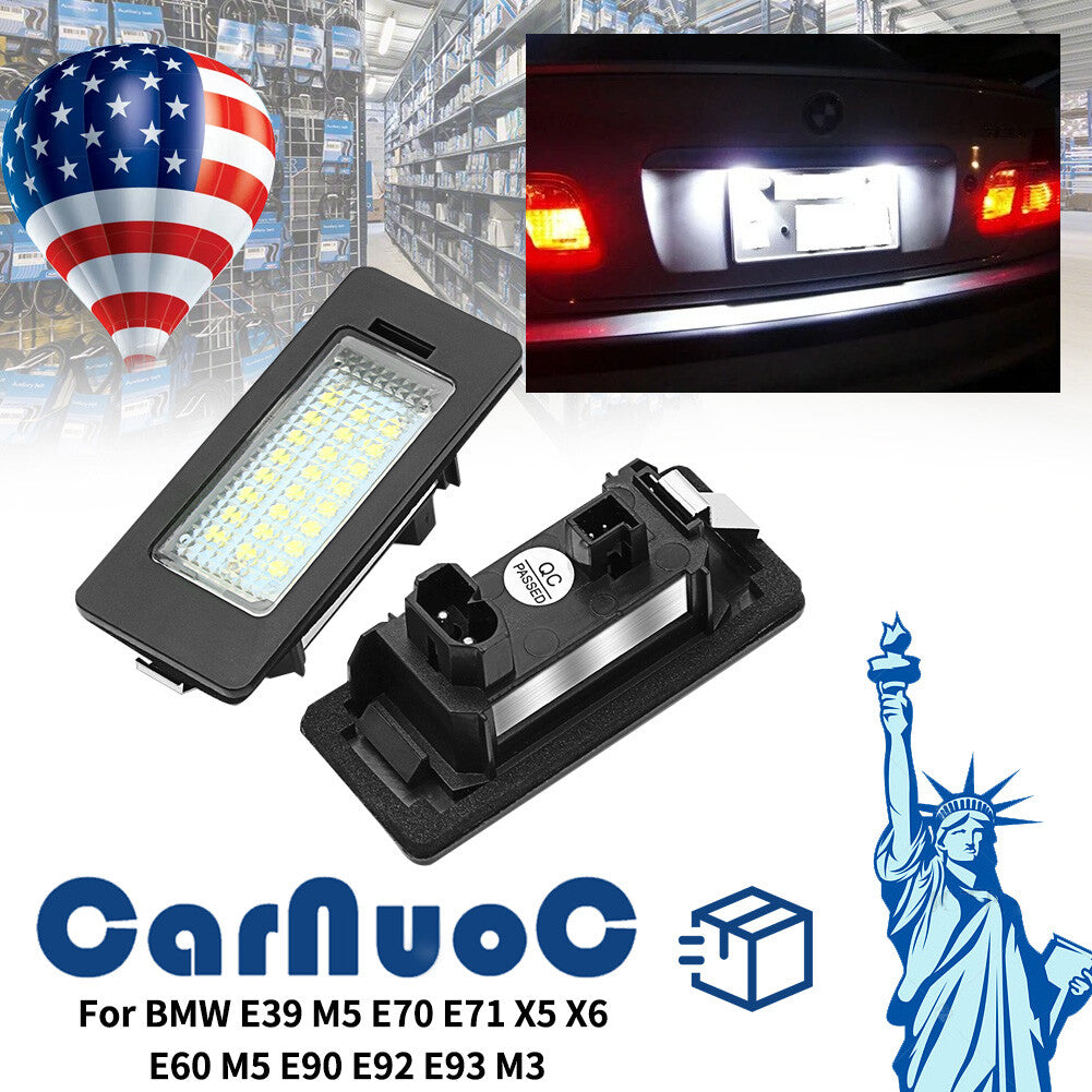 For BWM E39 M5 E70 E71 X5 X6 E60 E90 Car LED License Plate Lights Lamps 2X