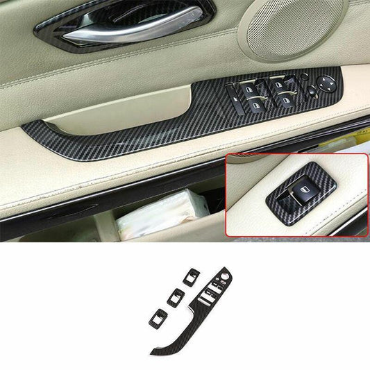 For 2005-2012 for BMW 3-Series E90 Carbon Fiber Window Lift Panel Switch Trim 4PCS