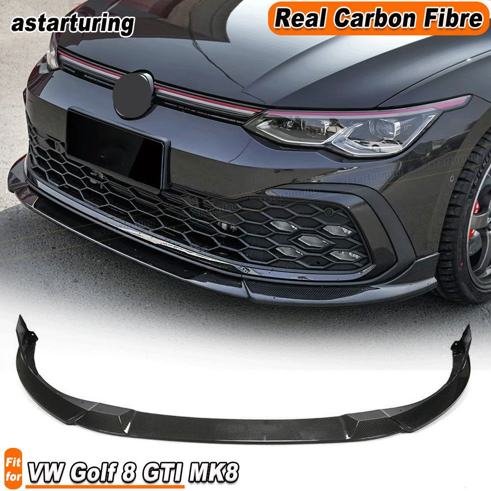 for Volkswagen for VW for Golf 8 GTIMK8 21UP REAL CARBON FIBER Front Bumper Lip Spoiler