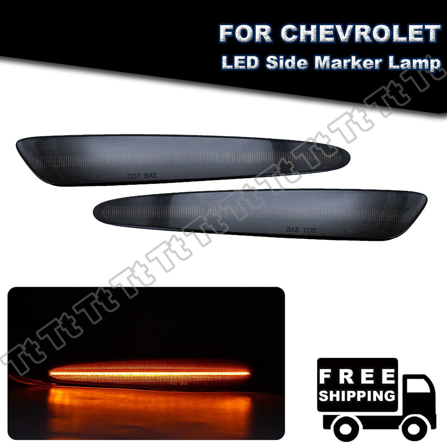 Smoked Front Amber LED Side Marker Lights for 05 - 2013 for Corvette C6- v