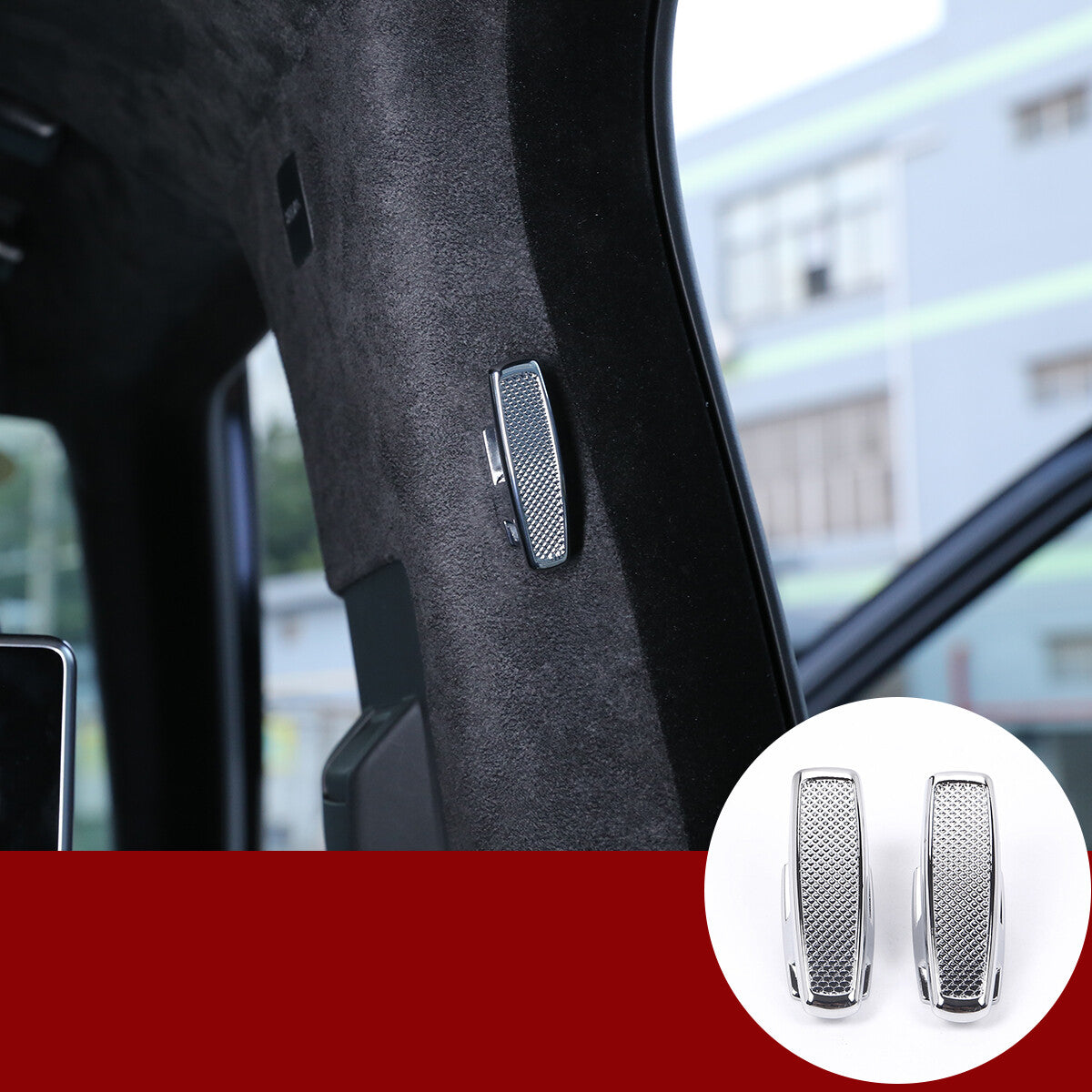 Fabric hook cover B support 2013-2022 for Range Rover L405, silver alloy 2-piece set. n
