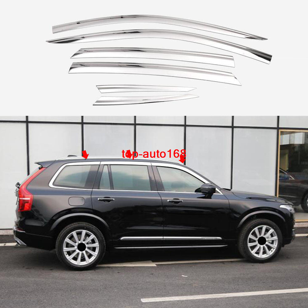 for Volvo XC90 2015-2024 Chrome Window Wind Visors Sun Rain Guard Vent Deflector