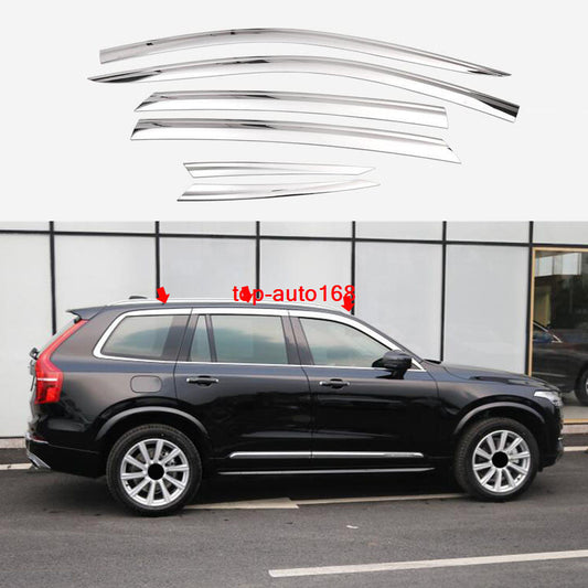 for Volvo XC90 2015-2024 Chrome Window Wind Visors Sun Rain Guard Vent Deflector