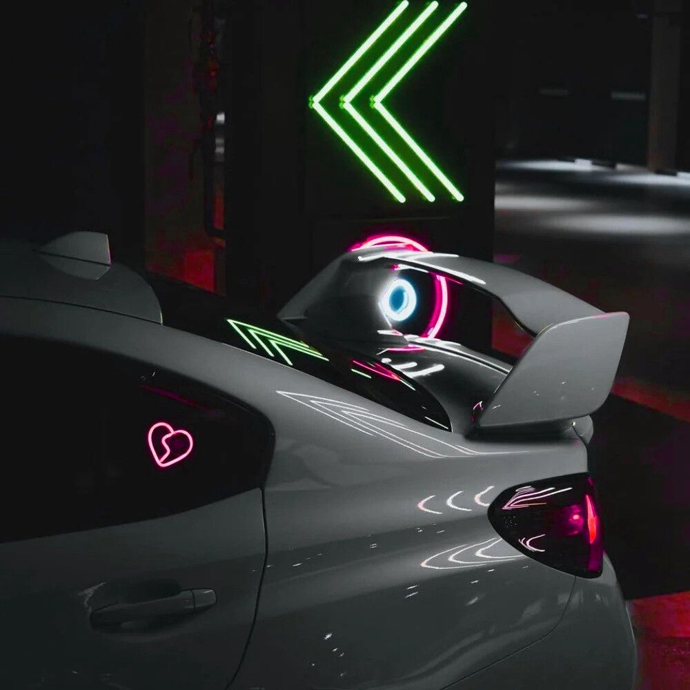 Pink Broken Love Heart Shaped Car Ambient Light Car Window Led Flashing Light