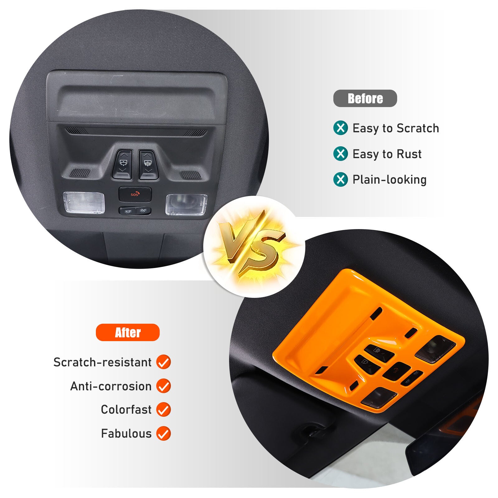 Orange ABS interior front reading light cover trim piece for Ranger 2023-2024 - 1 piece n