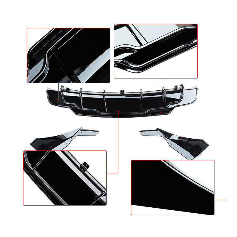 BLACK PERFORMANCE REAR BUMPER DIFFUSER W/ EXTENSIONS FOR 2017-2023 MODEL 3 n