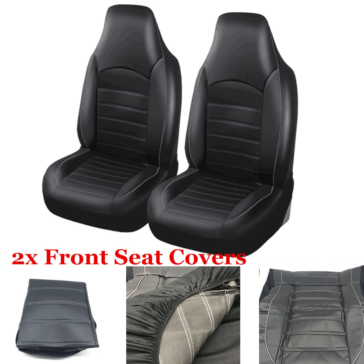 Gray/Black Car Front for Seat Cover PU Leather Accessory for Seat Cushion Set Protector