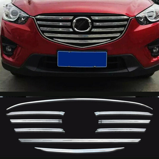 for Mazda CX-5 2015-2016 ABS Chrome Front Mesh Grille Grill Cover Trim Molding