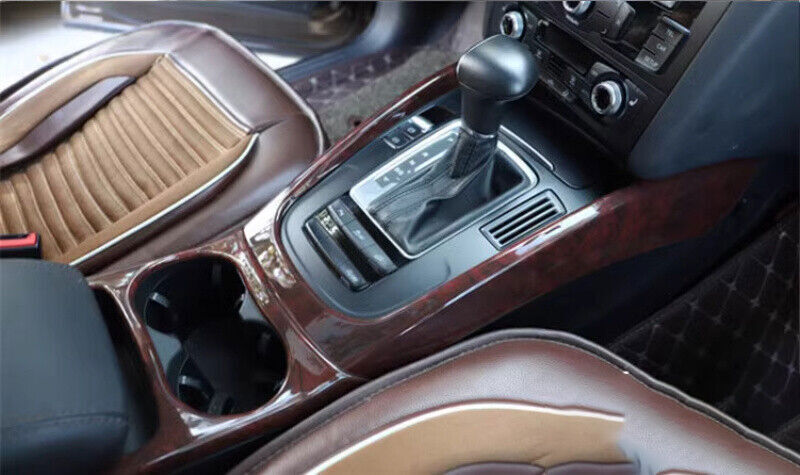 Fit for Audi Q5 2010-2017 Red Wood Grain Console Gear Shift Water Cup Cover Trim
